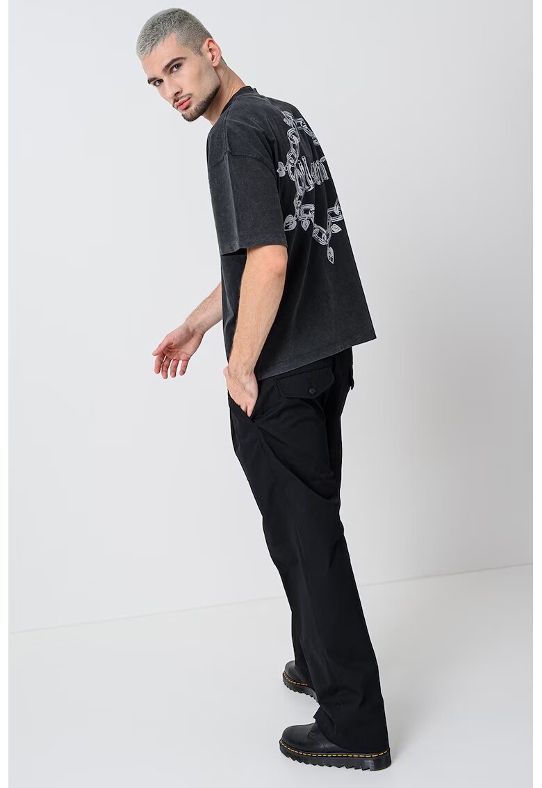 AllSaints Tricou din bumbac organic cu imprimeu logo pe partea din spate Drip - Alb/Gri antracit