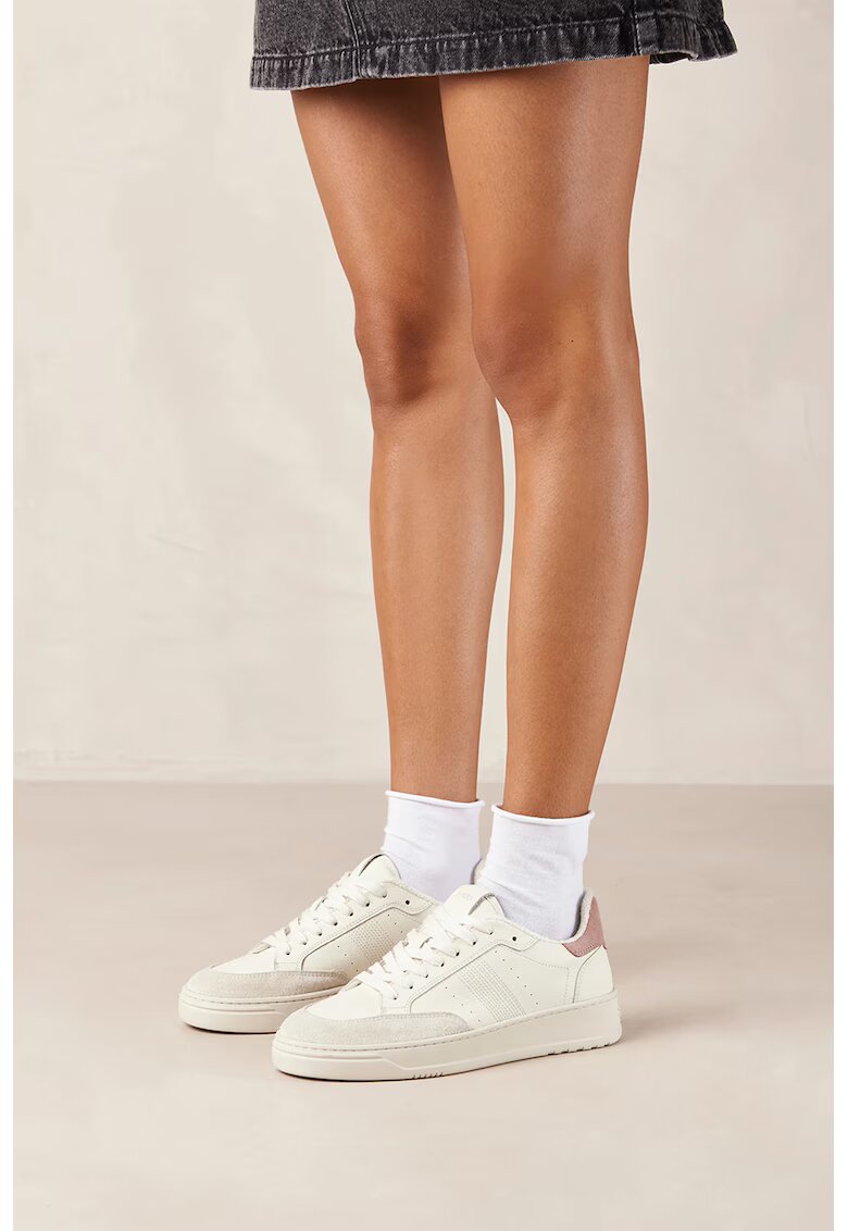 ALOHAS Pantofi sport low-cut de piele cu insertii de piele intoarsa - Gri deschis/Alb murdar/Roz prafuit