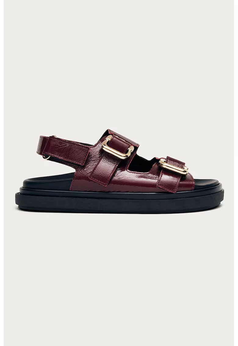 ALOHAS Sandale din piele lacuita cu velcro Harper - Visiniu
