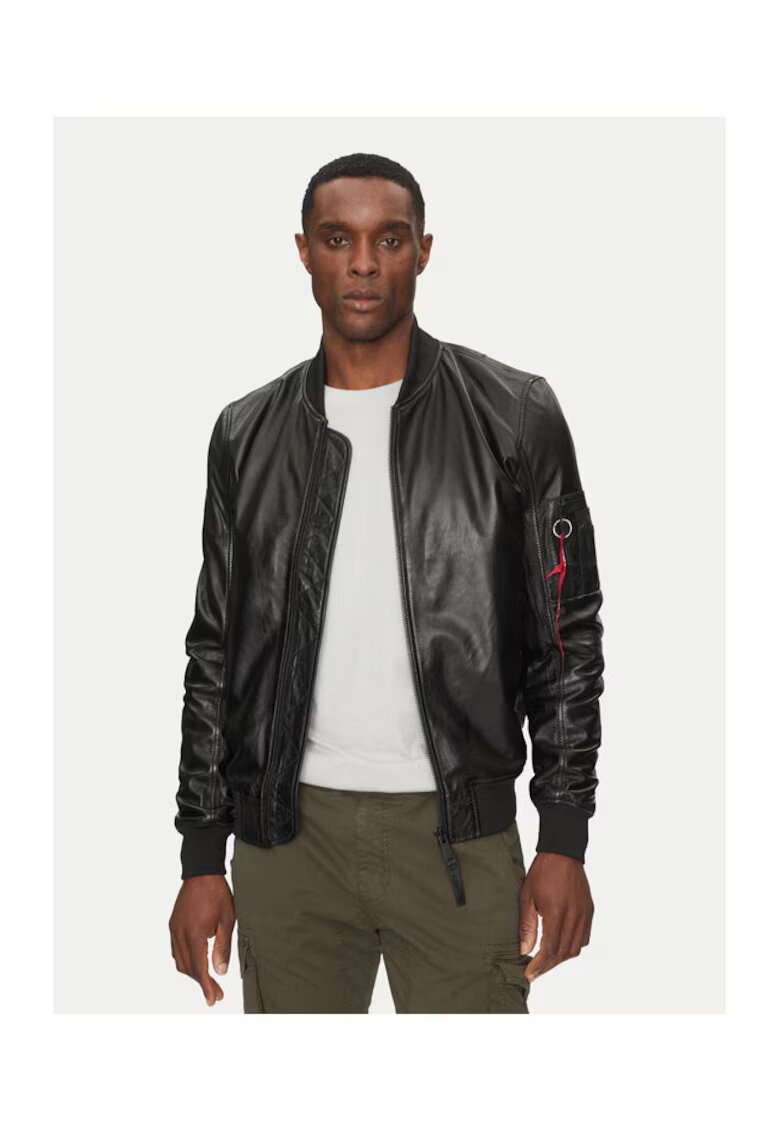 Alpha Industries Geaca barbati - 305301574 - Piele naturala - Negru - Negru