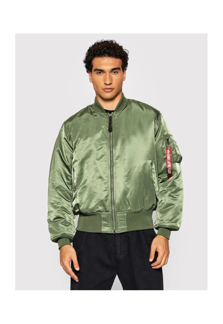 Alpha Industries Jacheta Bomber barbati portocalie si verde - material rezistent