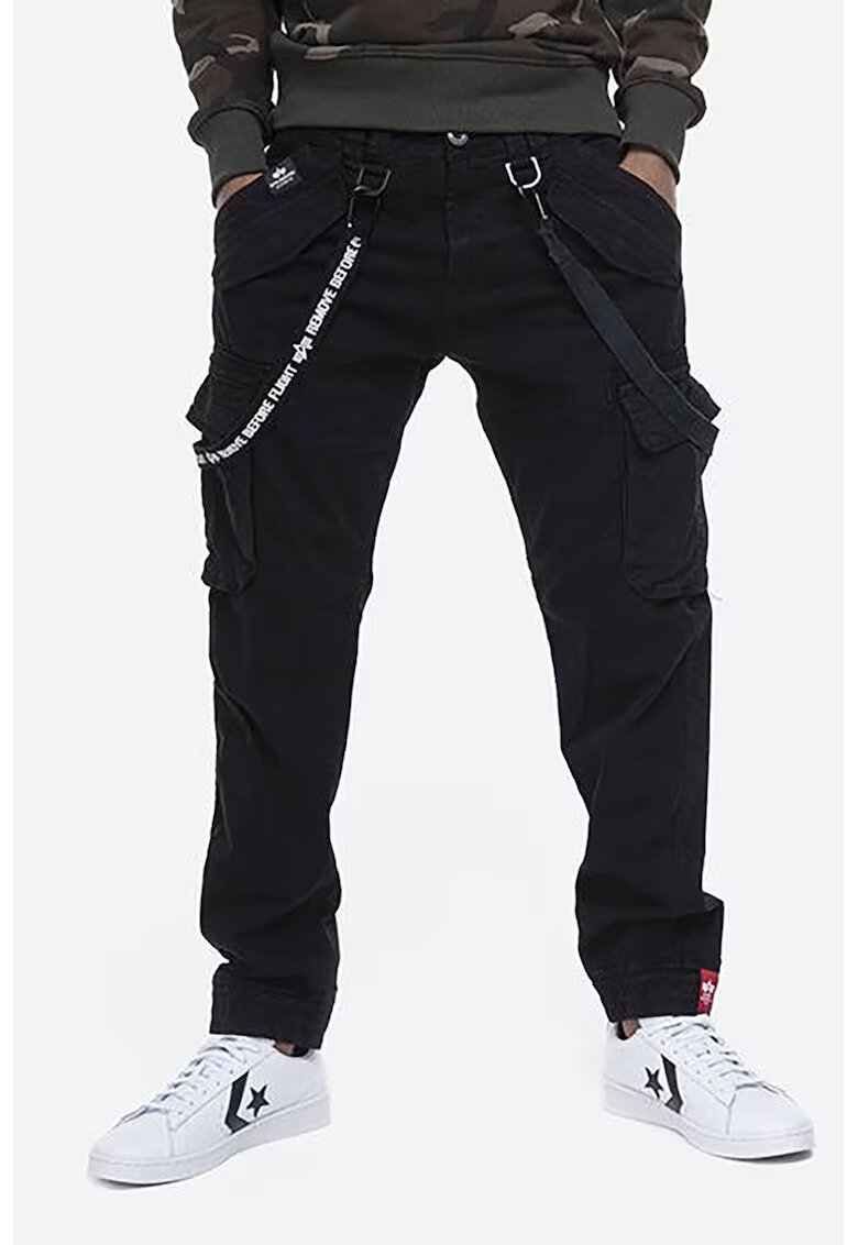 Alpha Industries Pantaloni cargo cu benzi decorative - Negru