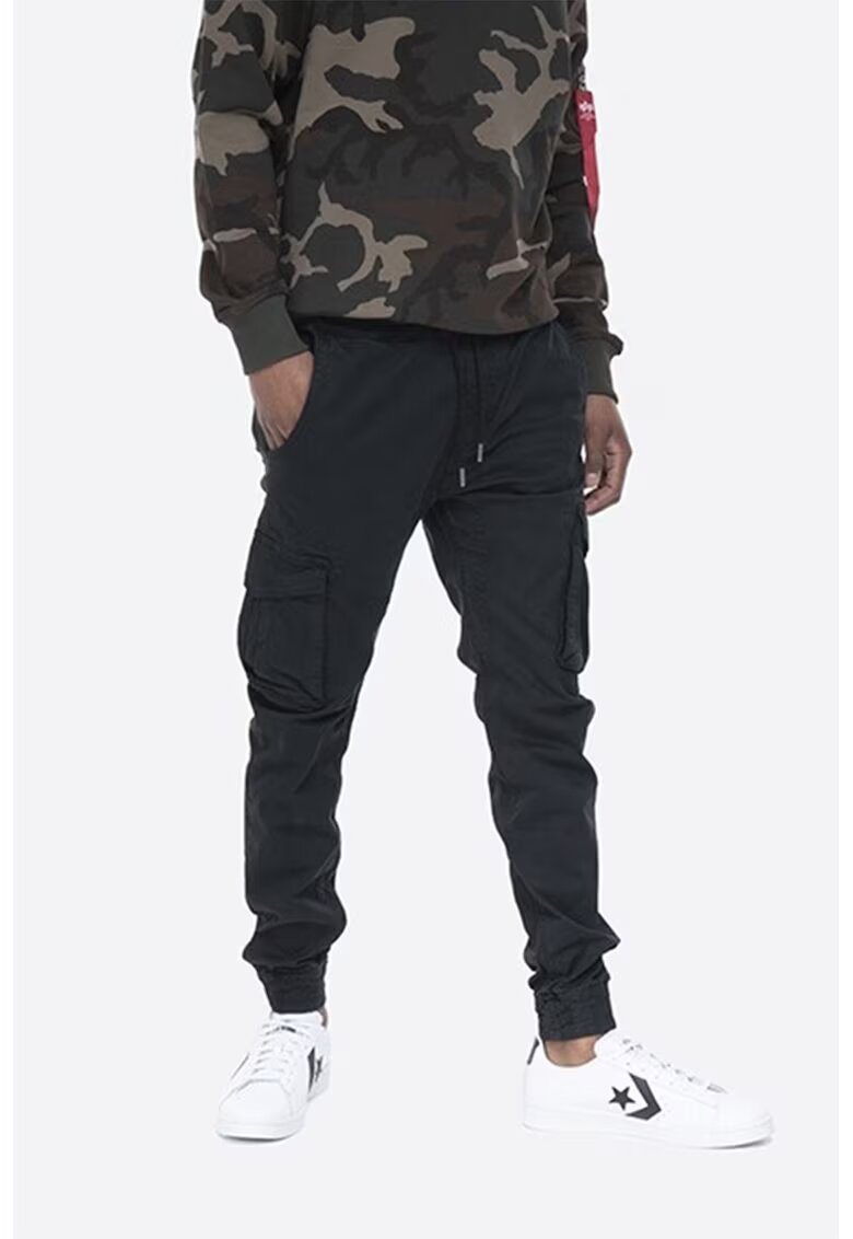 Alpha Industries Pantaloni cargo cu snur in talie - Negru