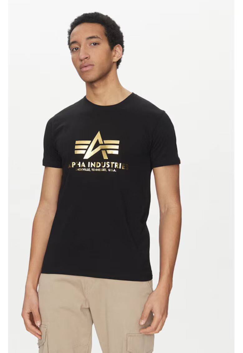 Alpha Industries Tricou barbati - 305301635 - Bumbac - Negru - Negru
