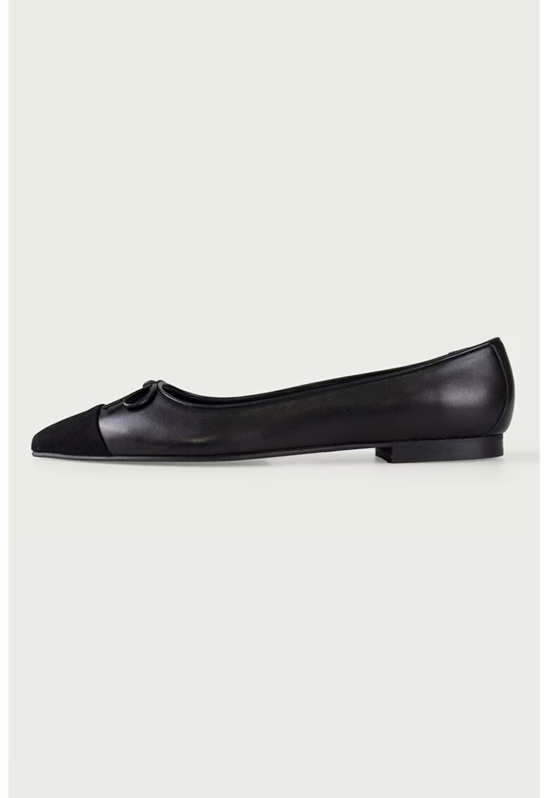 ALURA Balerini din piele cu varf ascutit si animal print Lilly - Negru