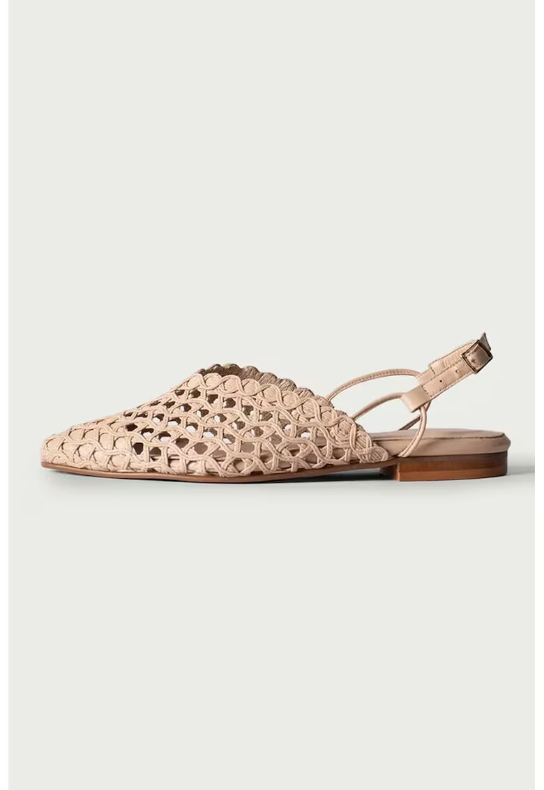 ALURA Balerini slingback de piele cu perforatii Magda - Bej