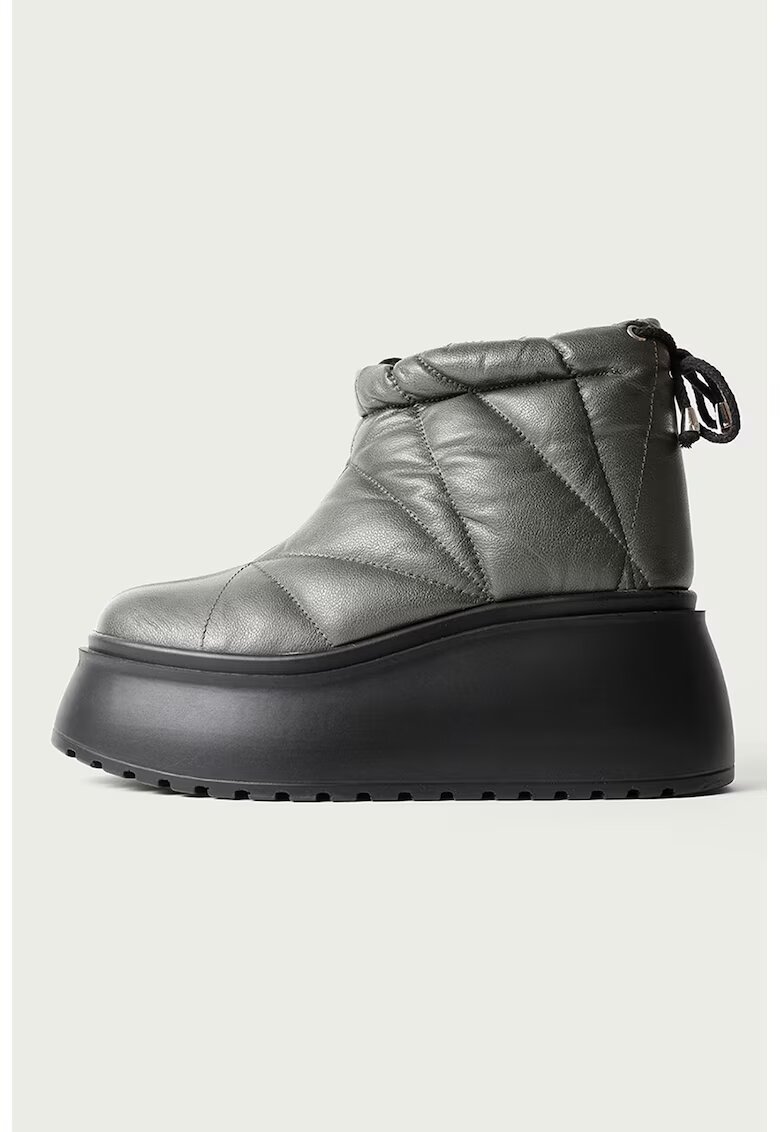 ALURA Ghete din piele cu talpa wedge Hazel - Verde feriga