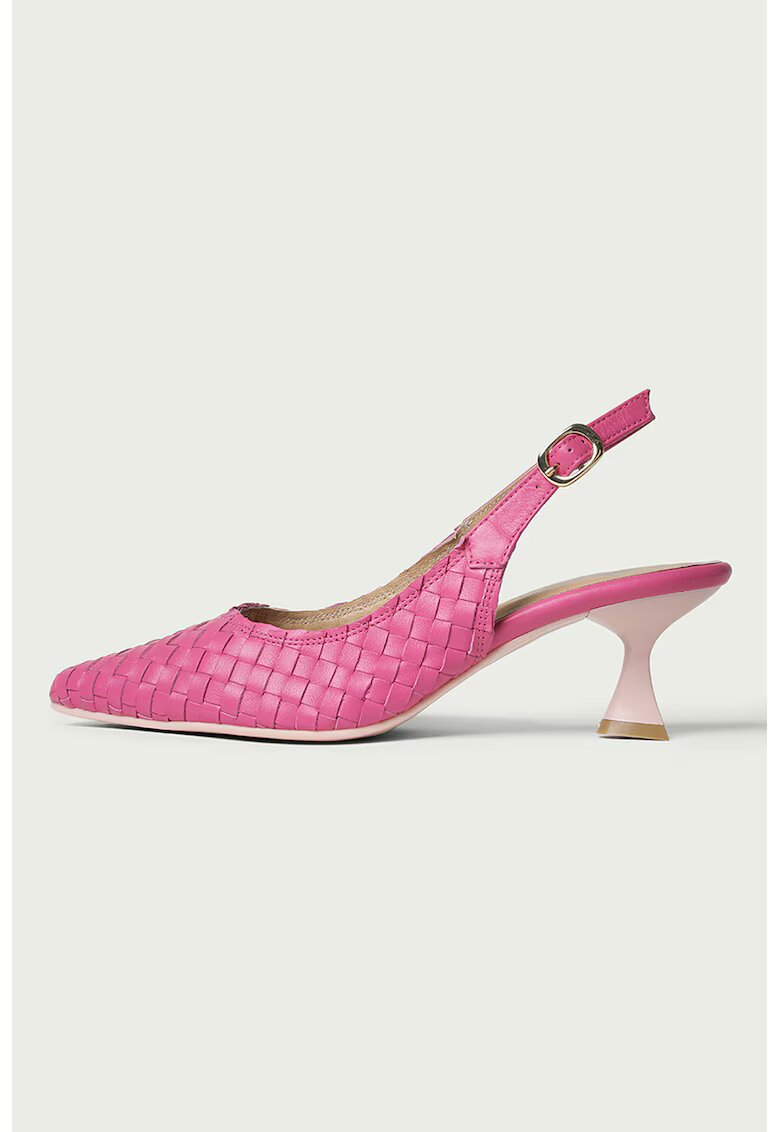 ALURA Pantofi din piele cu aspect impletit - Fucsia