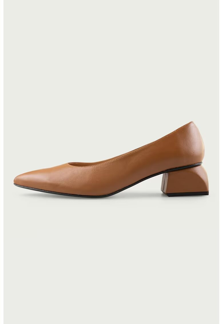 ALURA Pantofi din piele cu toc masiv - Caramel