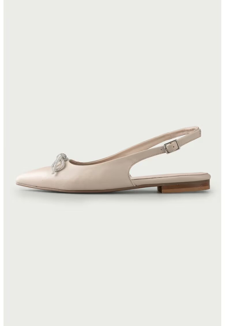 ALURA Pantofi slingback de piele cu accesoriu funda Monique - Maro taupe deschis