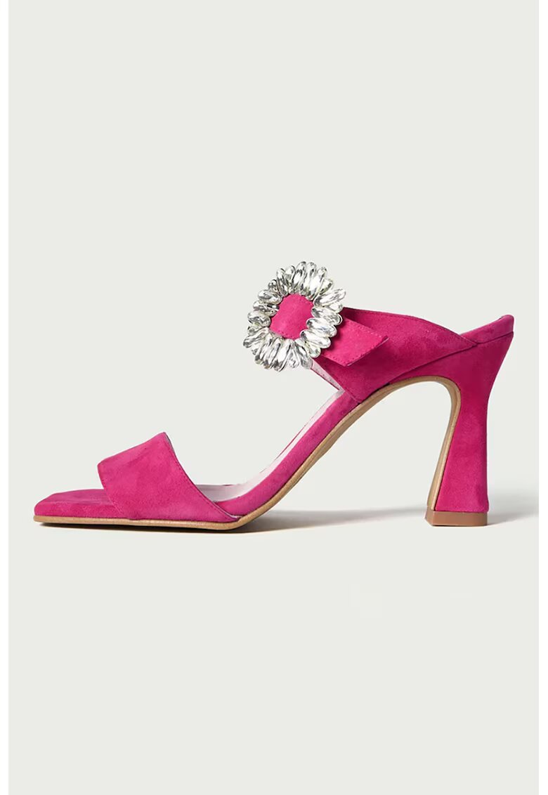 ALURA Papuci din piele intoarsa cu toc inalt - Fucsia