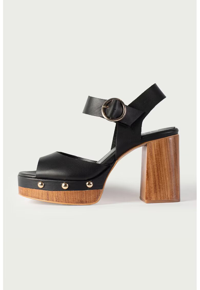 ALURA Sandale de piele cu aspect masiv - Negru