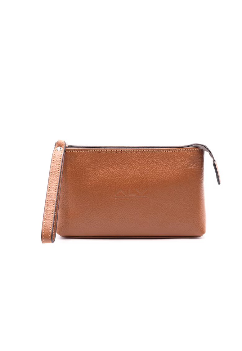ALV by Alviero Martini Etui din piele ecologica cu detaliu logo - Maro cognac