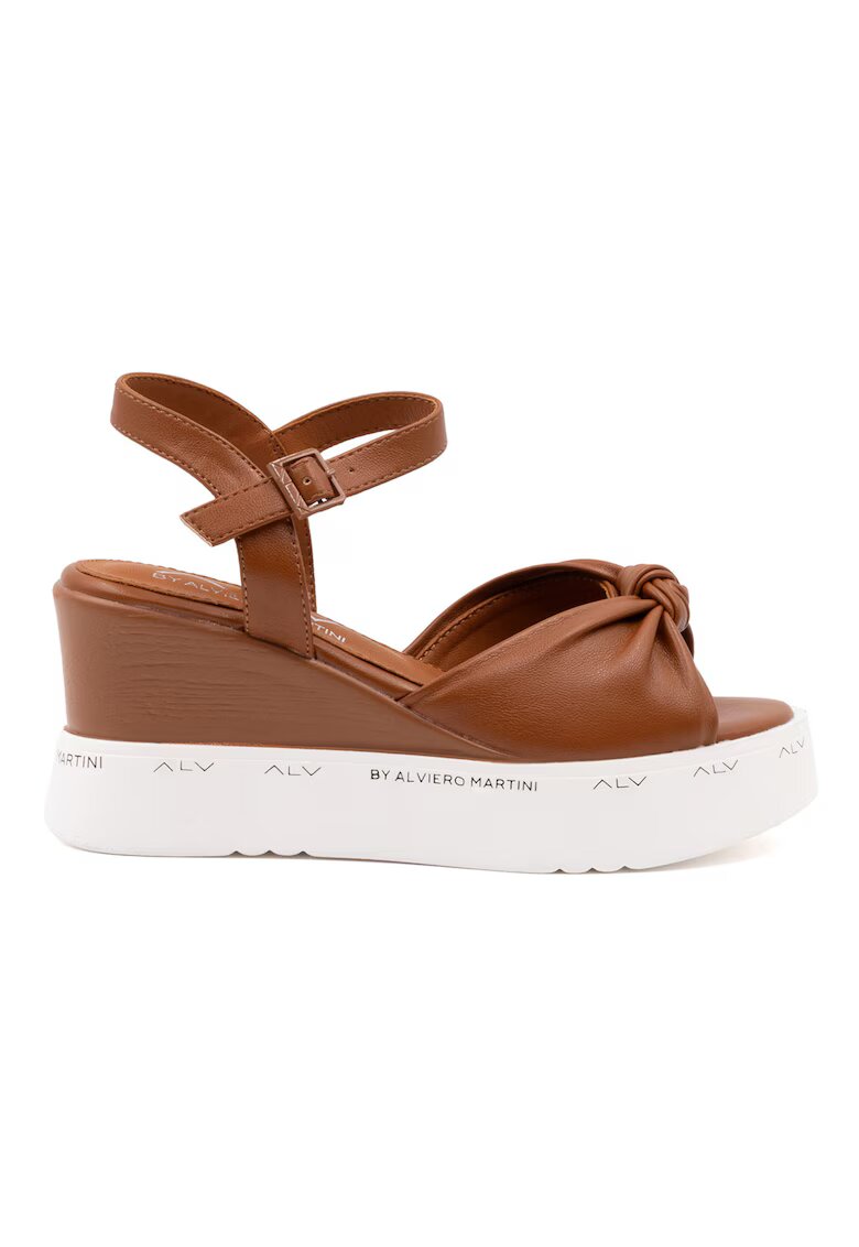 ALV by Alviero Martini Sandale wedge din piele ecologica - Caramel