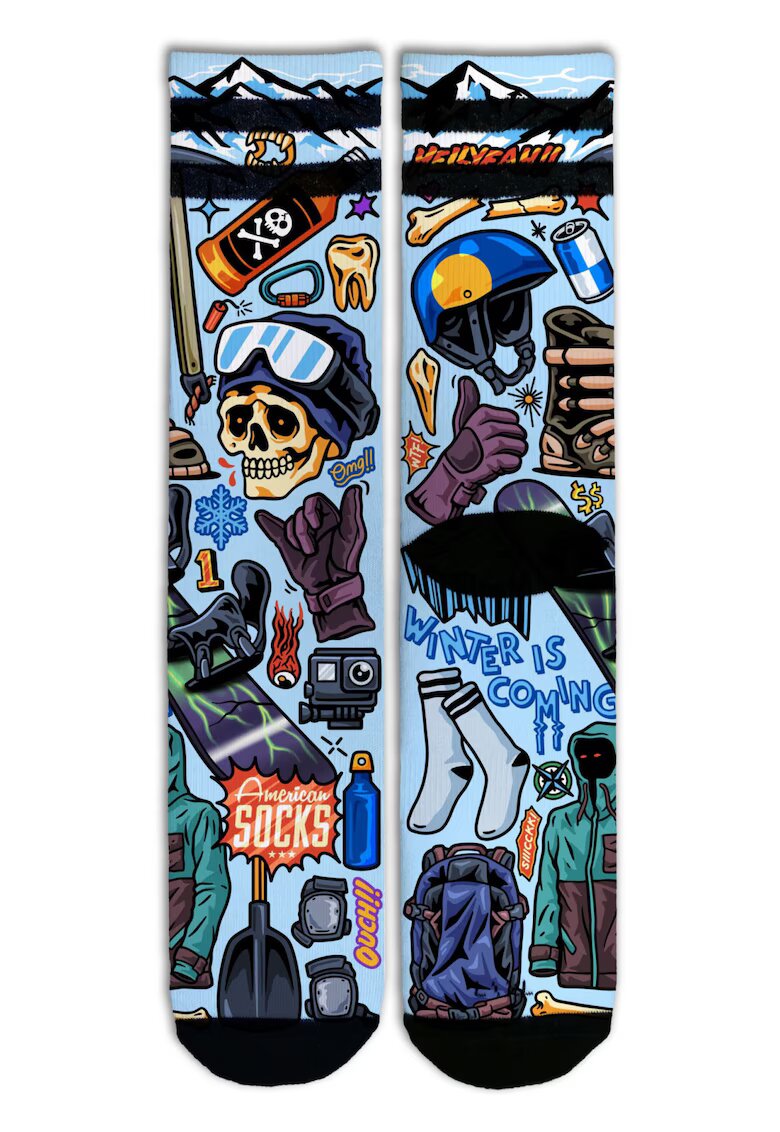 American Socks Sosete Coolmax Skateboard Skull de lungime medie