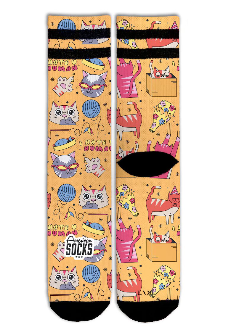 American Socks Sosete lungime medie Coolmax Pisici I Hate Humans
