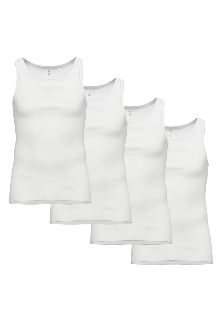 Ammann Set de topuri slim fit de bumbac - 4 piese - Alb