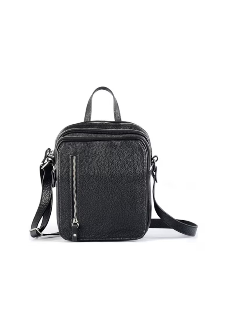 ANNA FELLINI Borseta barbati piele - Sebastian - negru - 16x9x18 cm