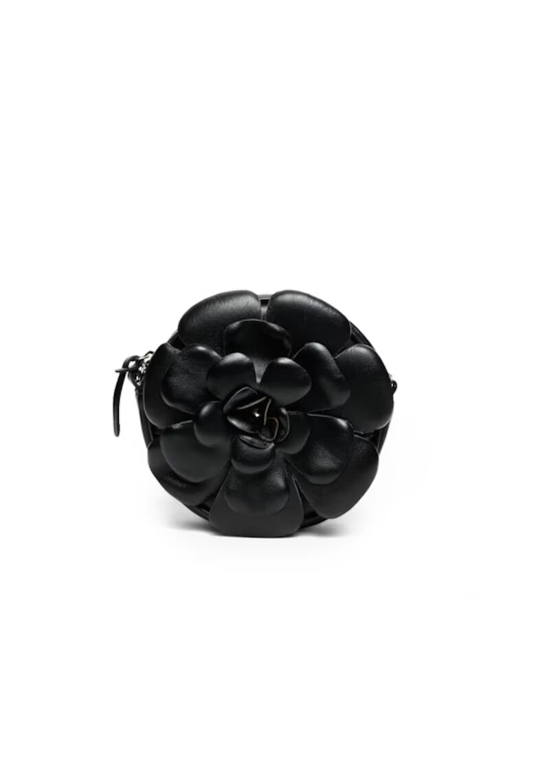 ANNA FELLINI Geanta casual Flower - piele naturala - negru - bretea reglabila - dimensiuni optime.