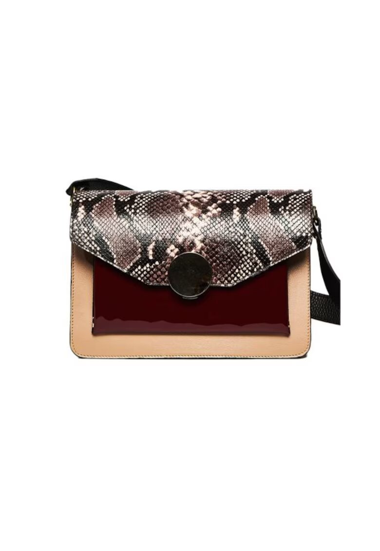 ANNA FELLINI Geanta dama piele - Arina - capucino bordo - 27x14x20 cm