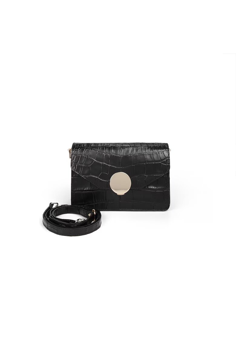 ANNA FELLINI Geanta dama piele - Carmen - croco negru - 22 x 10 x 15 cm