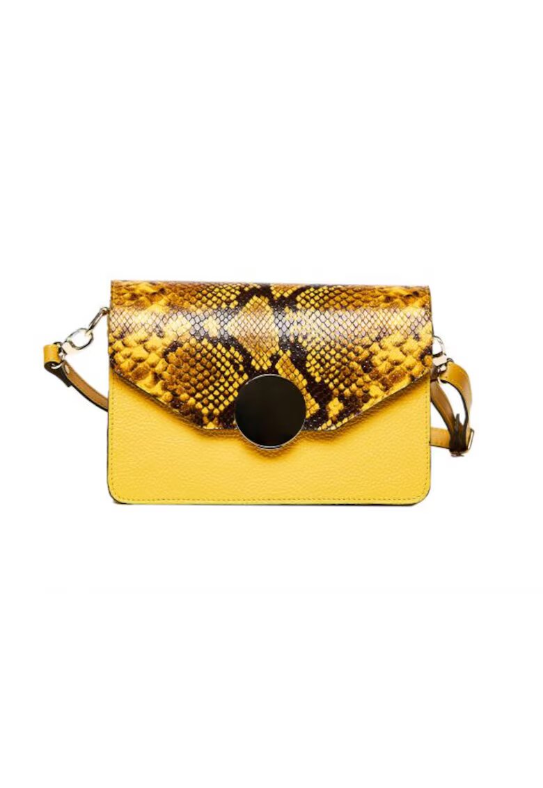 ANNA FELLINI Geanta dama piele - Carmen - galben - 22x10x15 cm