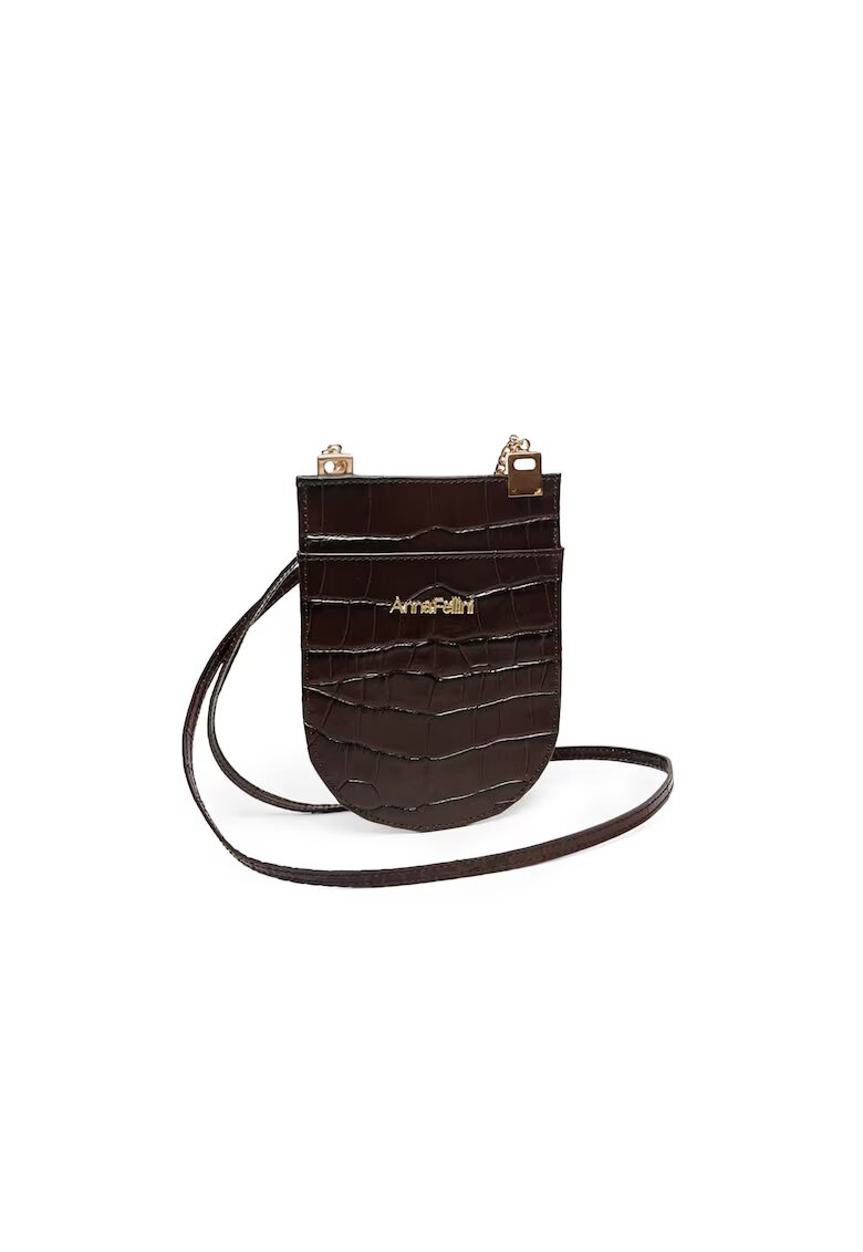 ANNA FELLINI Geanta dama piele - Clara - maro - 15x0x20 cm