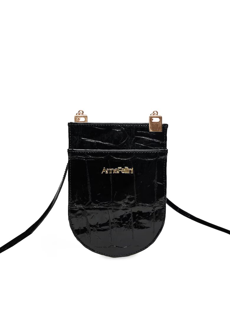 ANNA FELLINI Geanta dama piele - Clara - negru - 15x0x20 cm