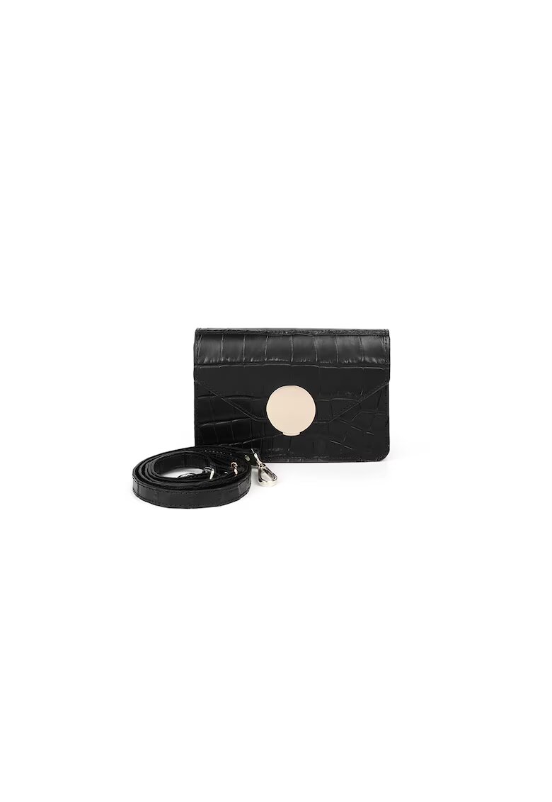 ANNA FELLINI Geanta dama piele - Cora - croco negru - 19 x 5 x 13 cm