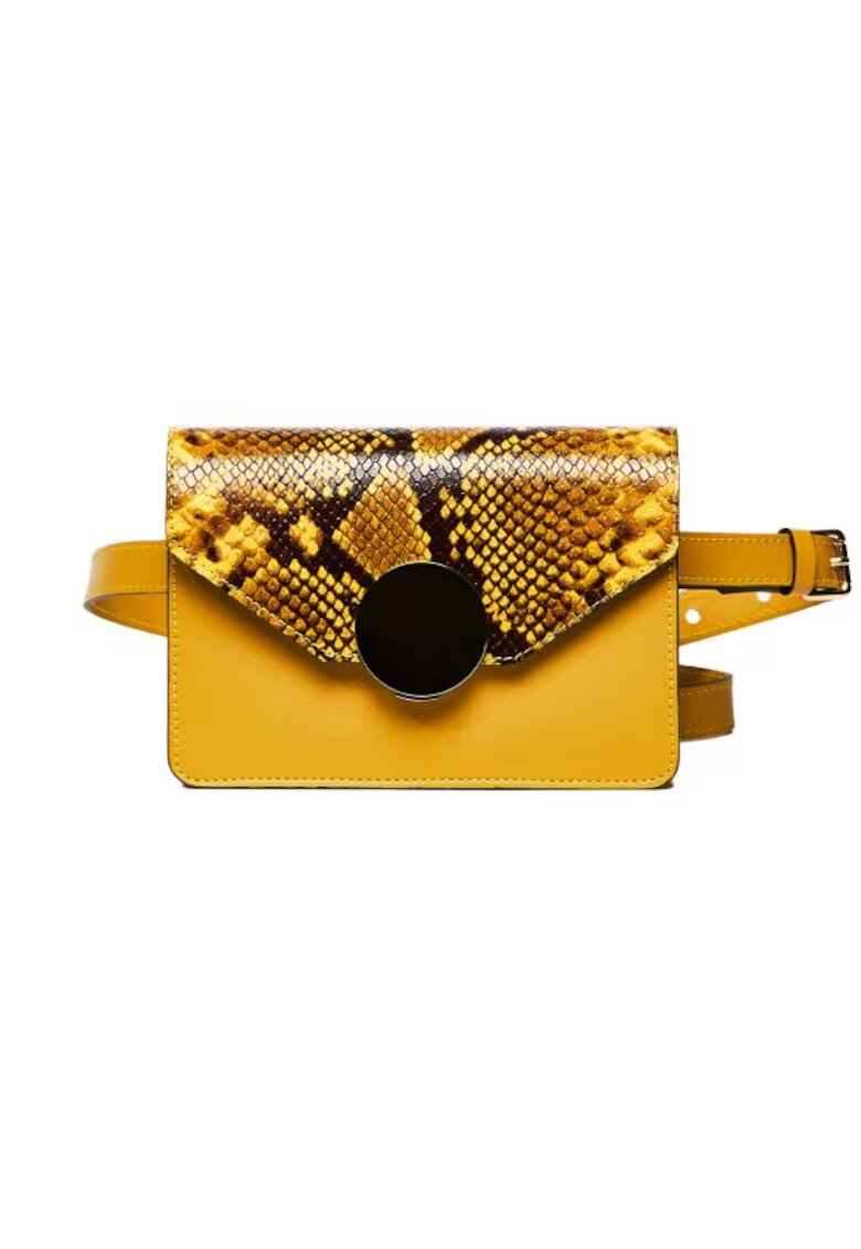 ANNA FELLINI Geanta dama piele - Cora - galben - 22x10x15 cm