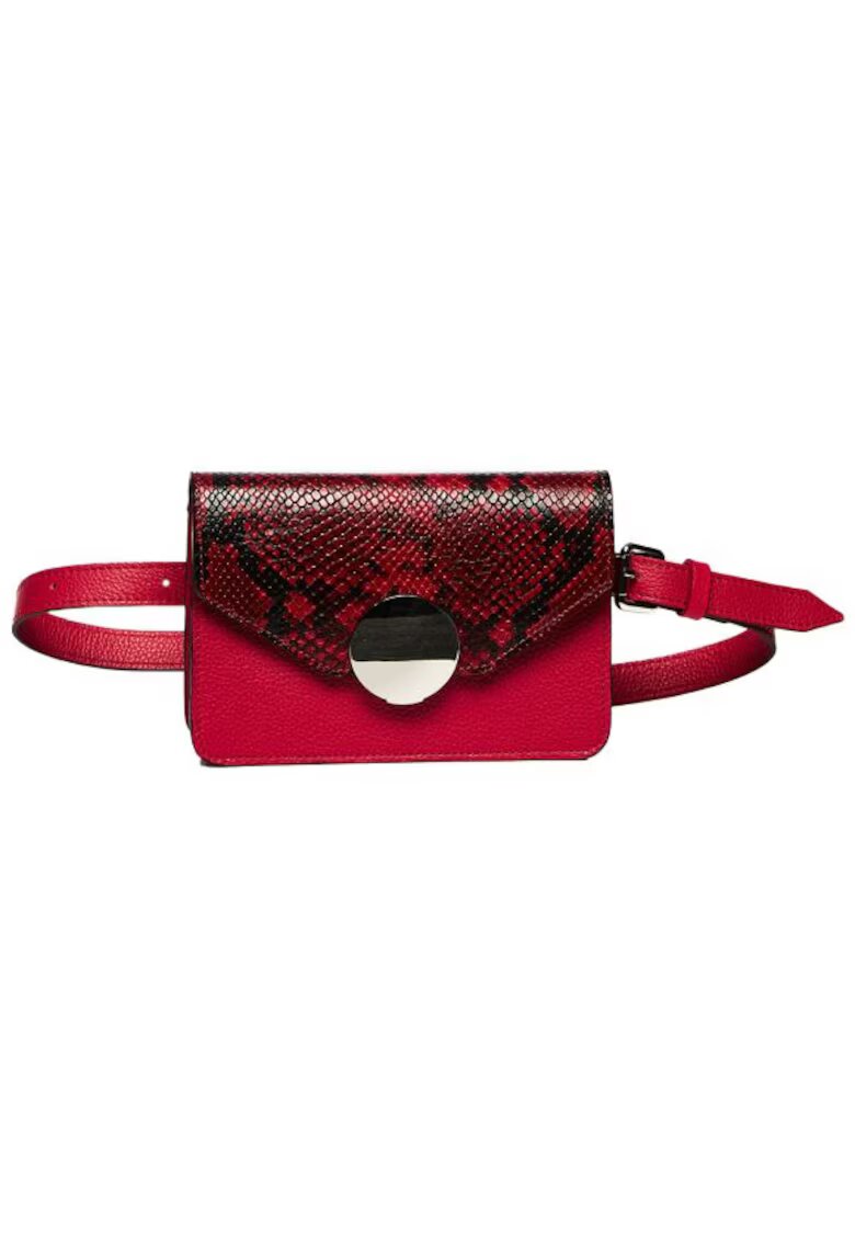 ANNA FELLINI Geanta dama piele - Cora - rosu fuxia - 22x10x15 cm