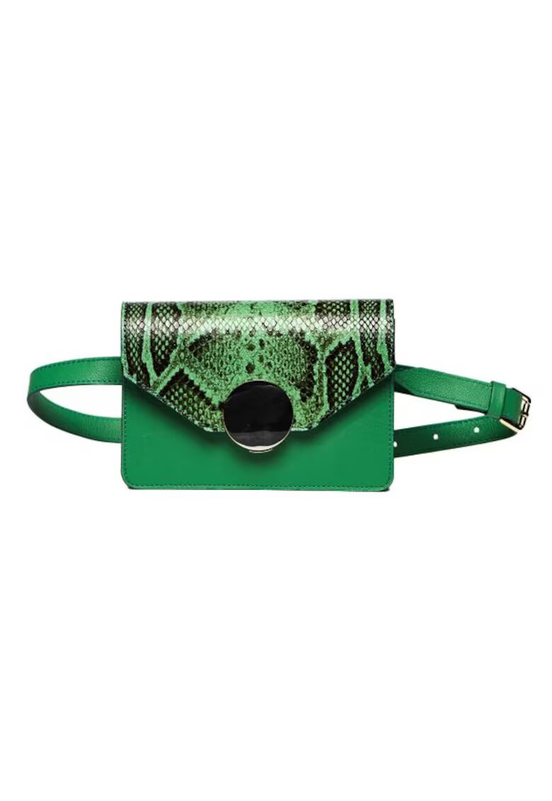 ANNA FELLINI Geanta dama piele - Cora - verde - 22x10x15 cm