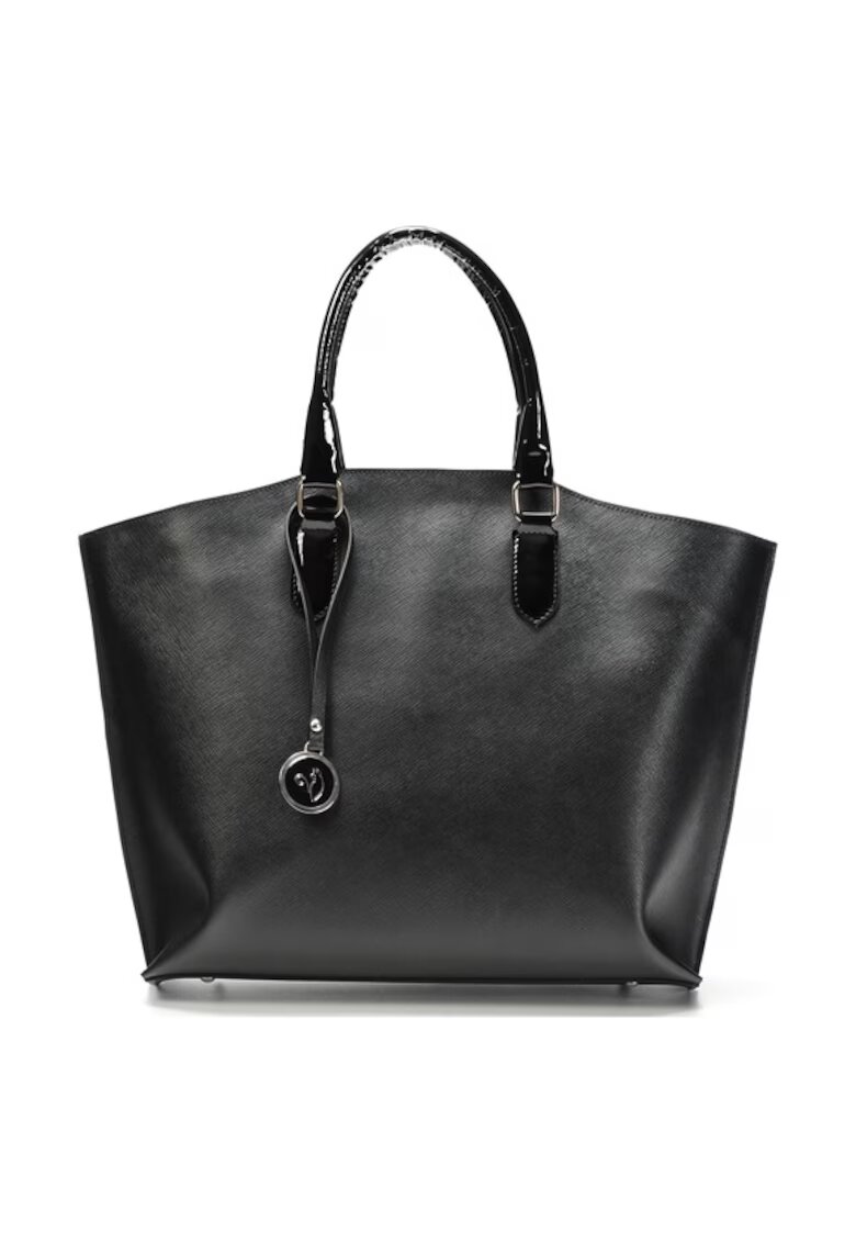 ANNA FELLINI Geanta dama piele - Cosulet Ana mare - negru - 47x14x34 cm