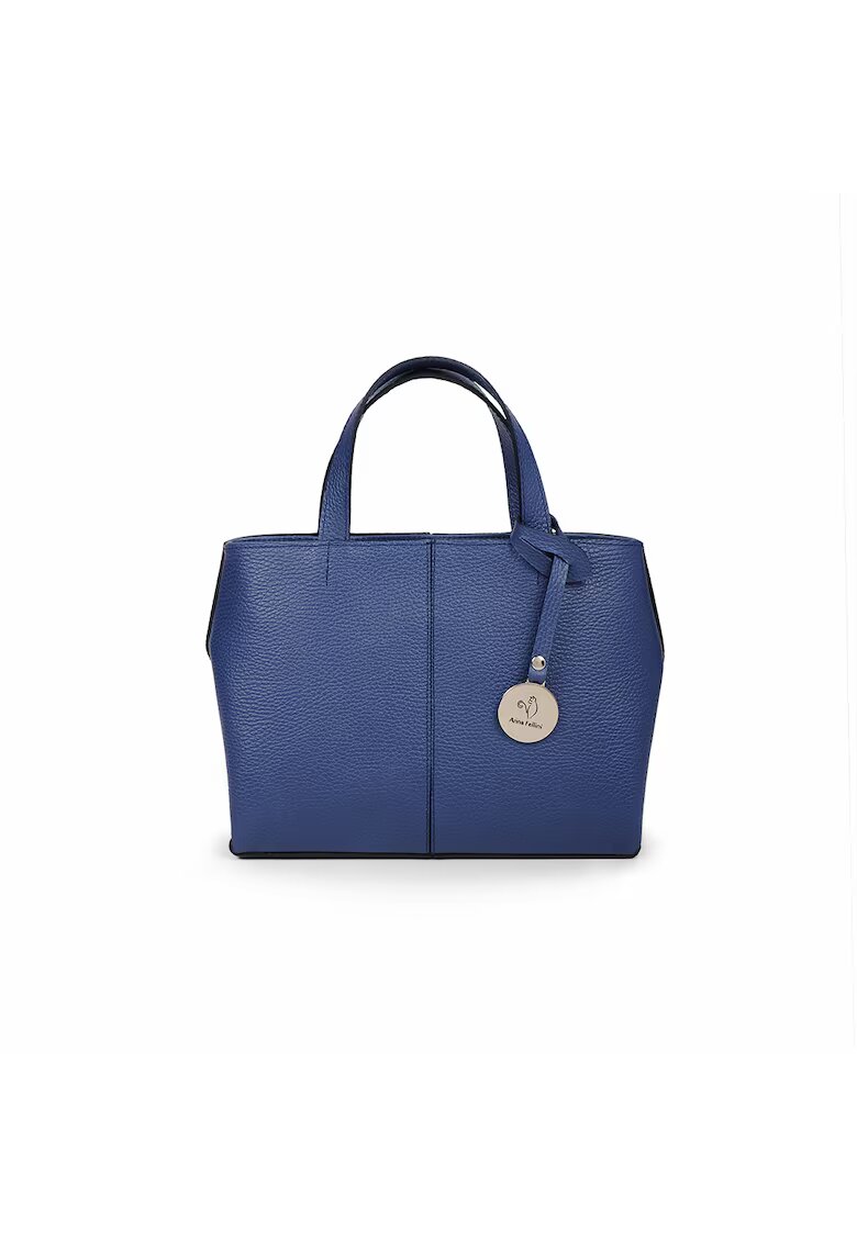ANNA FELLINI Geanta dama piele - Cosulet Ana mic - albastru - 31 x 14 x 20 cm