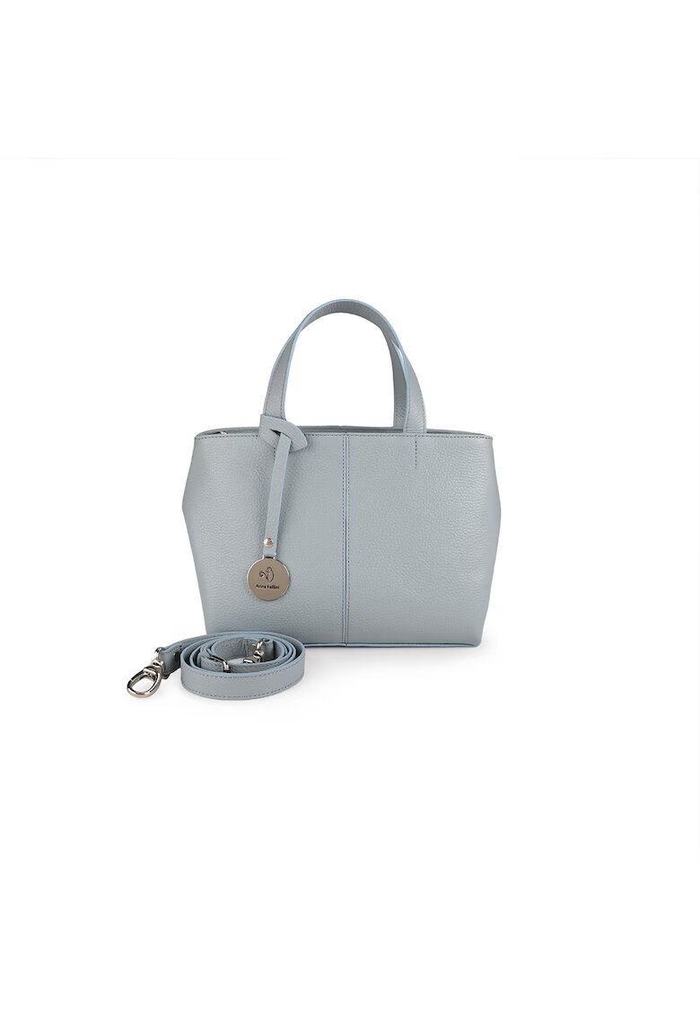 ANNA FELLINI Geanta dama piele - Cosulet Ana mic - gri deschis - 31 x 14 x 20 cm