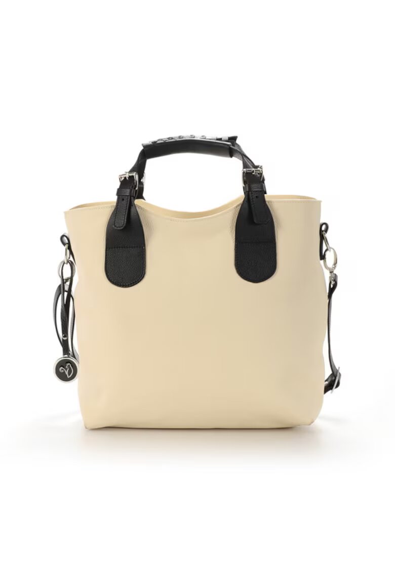 ANNA FELLINI Geanta dama piele - Cosulet Z mare - crem - 33x12x32 cm