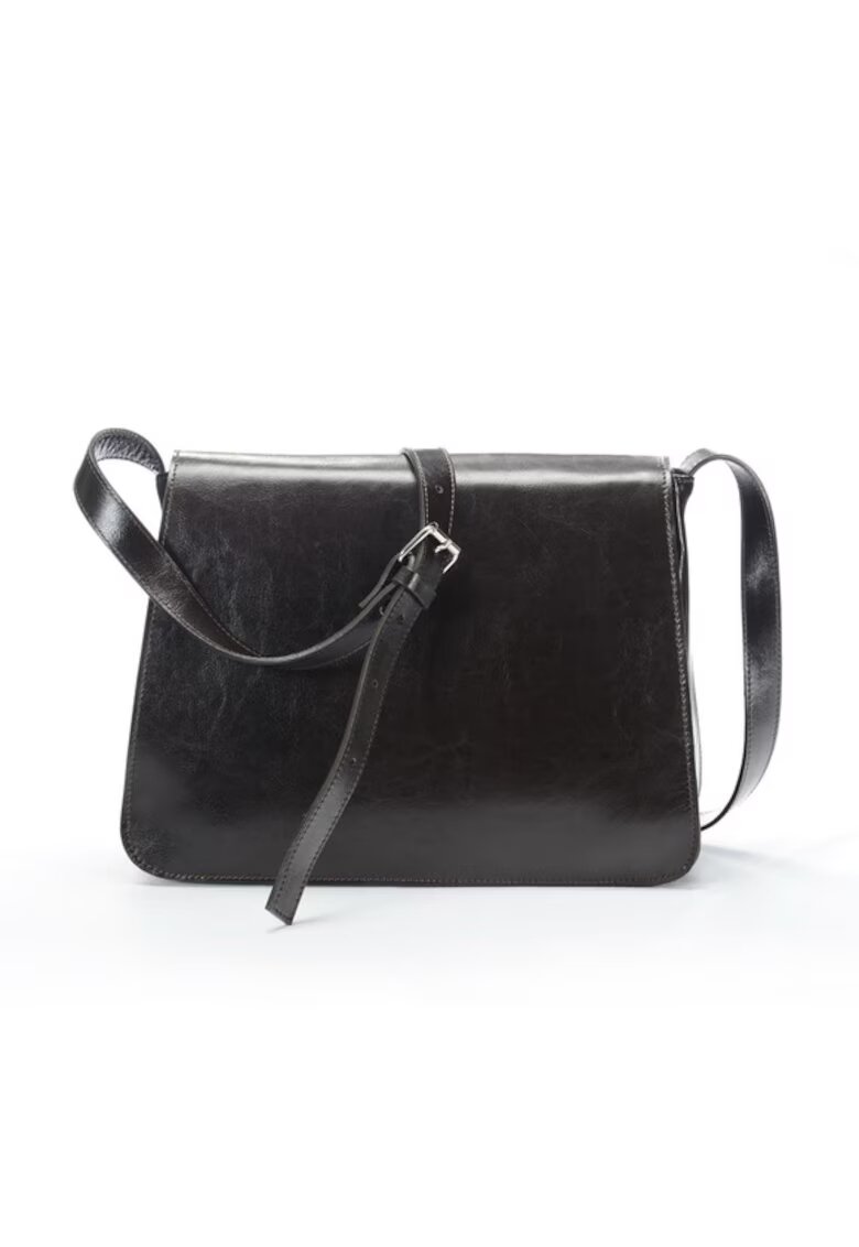 ANNA FELLINI Geanta dama piele - Cristal mare - maro inchis - 30x9x25 cm