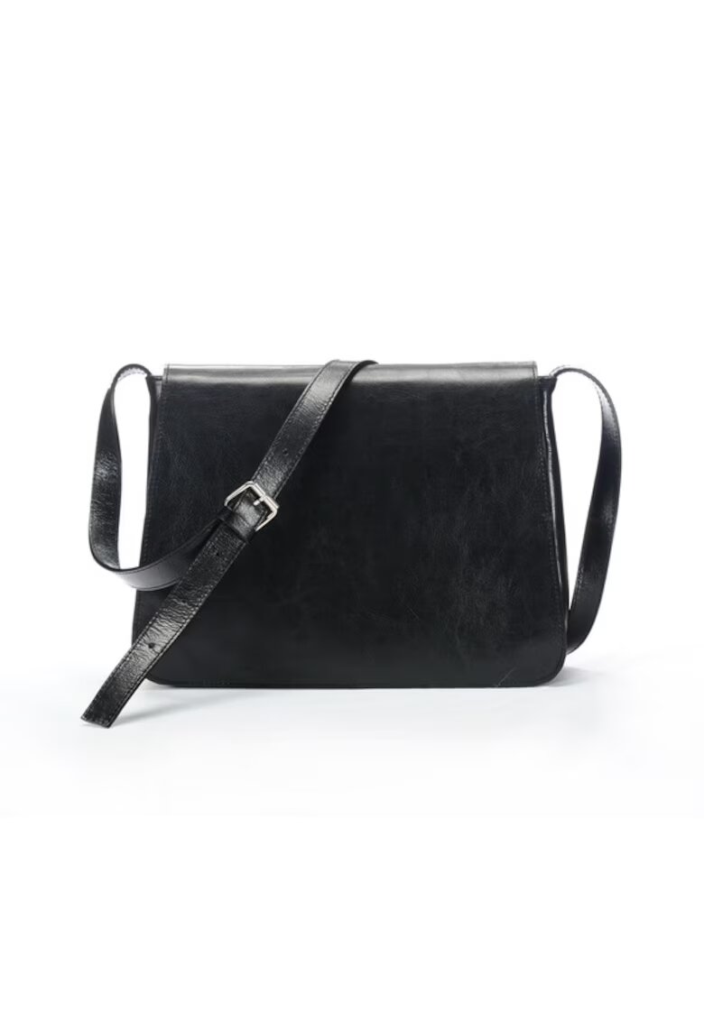 ANNA FELLINI Geanta dama piele - Cristal mare - negru - 30x9x25 cm