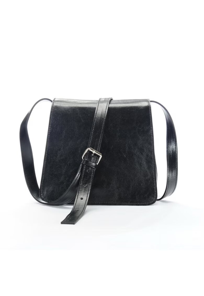 ANNA FELLINI Geanta dama piele - Cristal mic - negru - 23x8x22 cm
