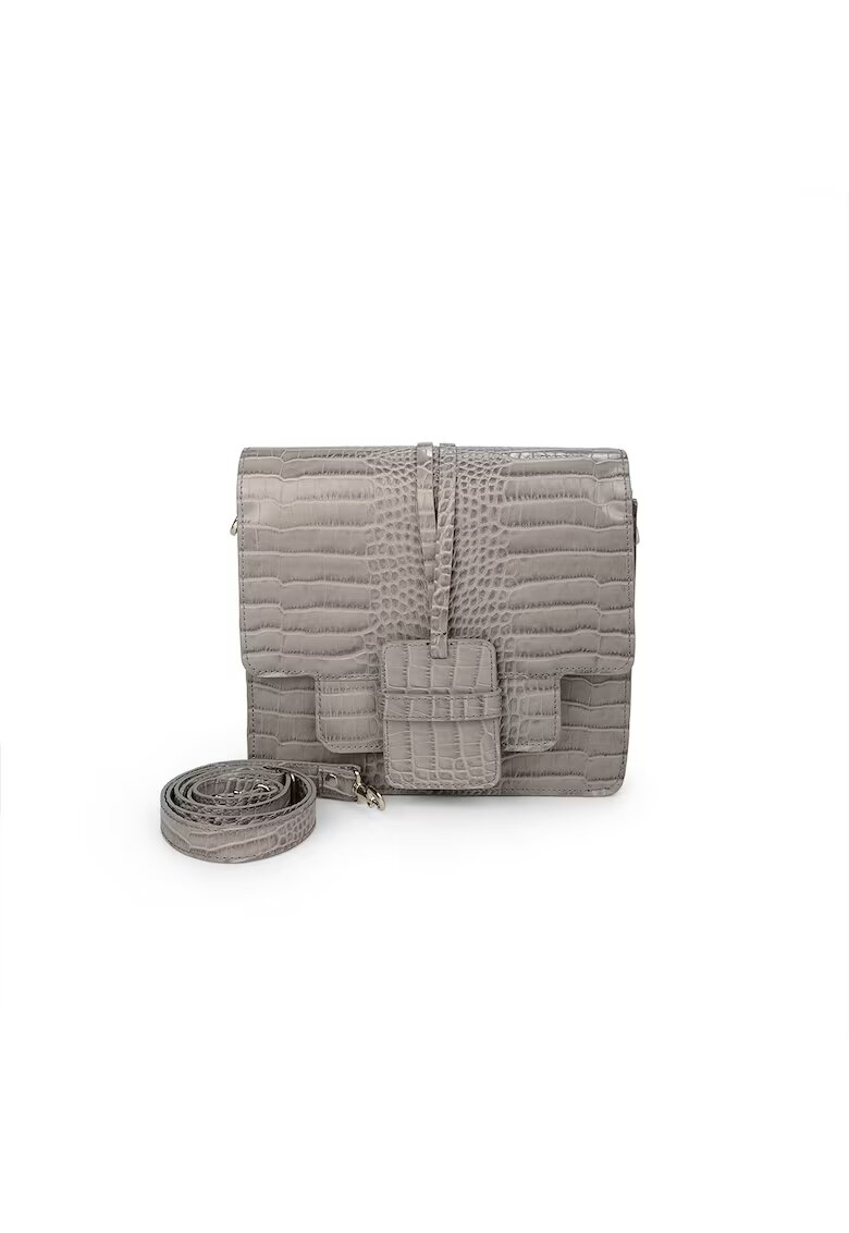 ANNA FELLINI Geanta dama piele - Diva - croco gri - 26 x 8 x 26 cm