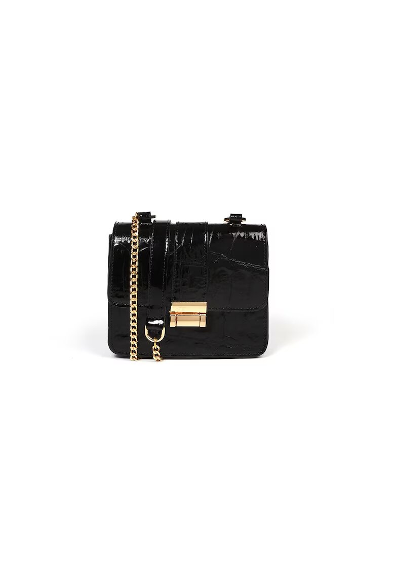 ANNA FELLINI Geanta dama piele - Divya - croco lac negru - 19 x 6 x 16 cm