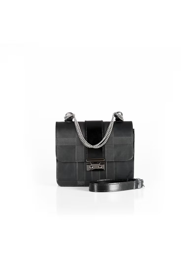 ANNA FELLINI Geanta dama piele - Divya - negru - 19x6x16 cm