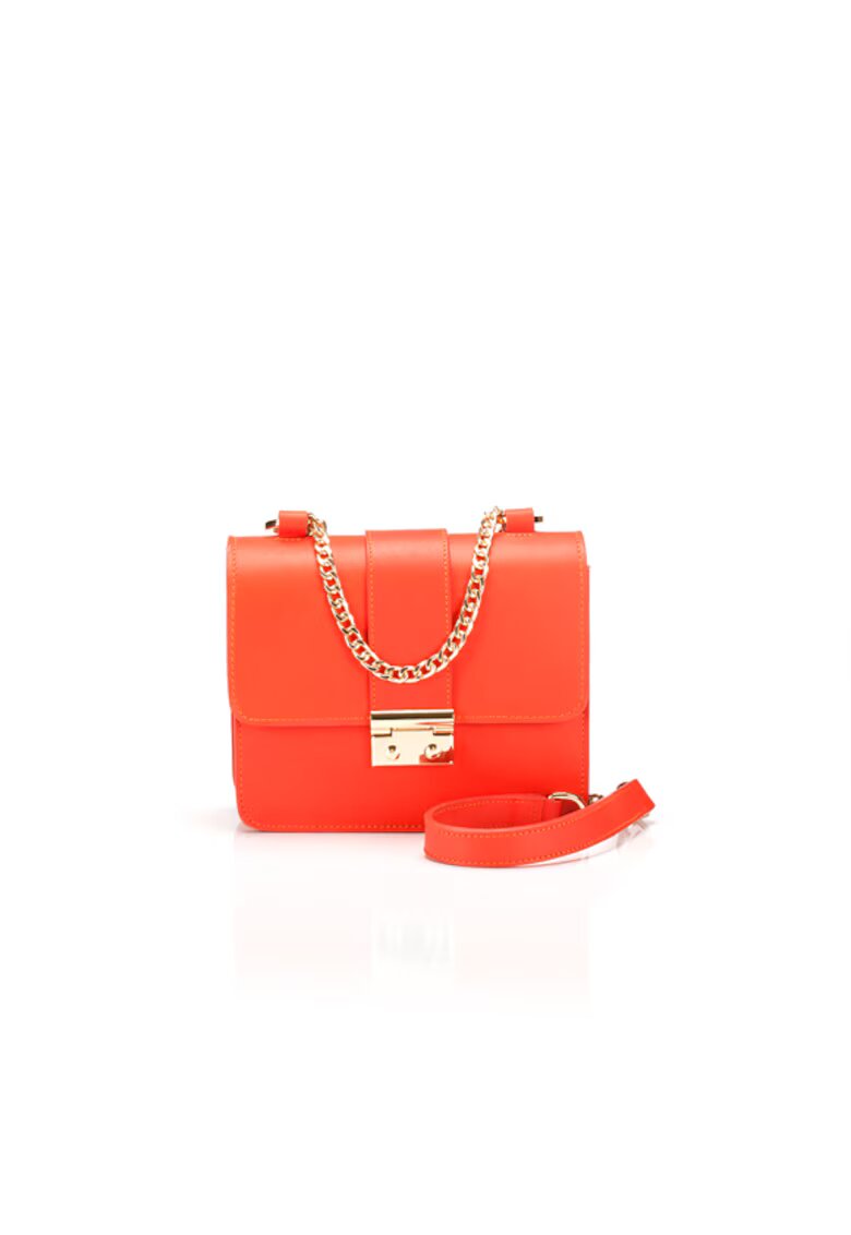 ANNA FELLINI Geanta dama piele - Divya - portocaliu - 19x6x16 cm
