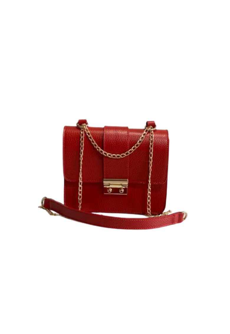 ANNA FELLINI Geanta dama piele - Divya - rosu - 19x6x16 cm
