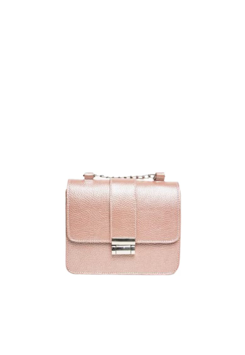 ANNA FELLINI Geanta dama piele - Divya - roz sidef - 19x6x16 cm