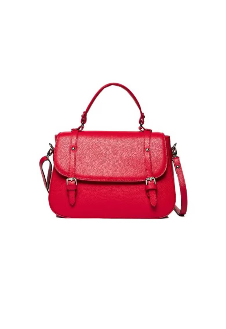 ANNA FELLINI Geanta dama piele - Elena - fuxia - 30x10x22 cm