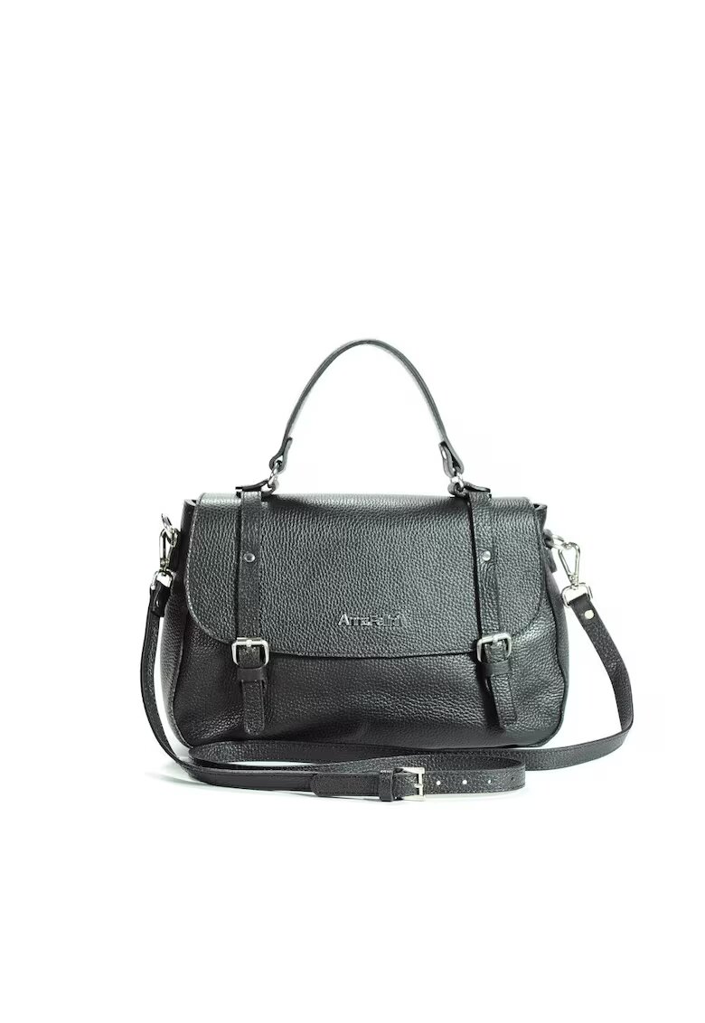 ANNA FELLINI Geanta dama piele - Elena - negru - 30 x 10 x 22 cm