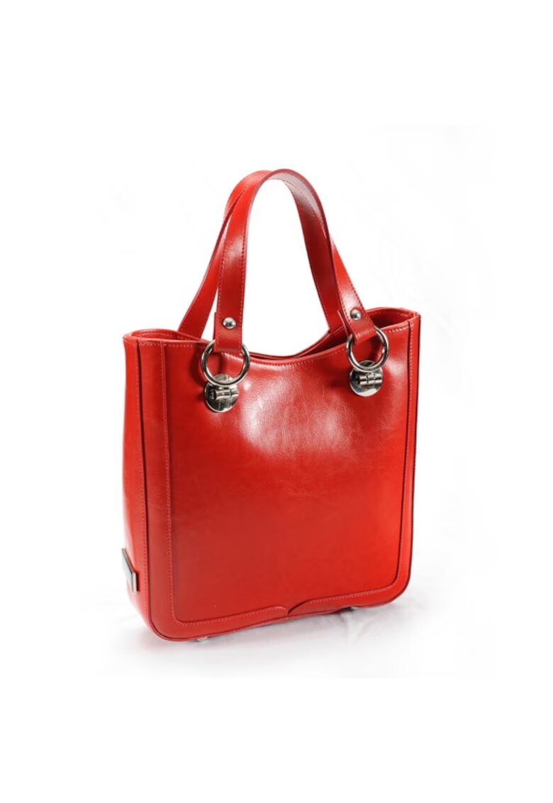 ANNA FELLINI Geanta dama piele - Elisabeth 7 - rosu - 30x8x27 cm