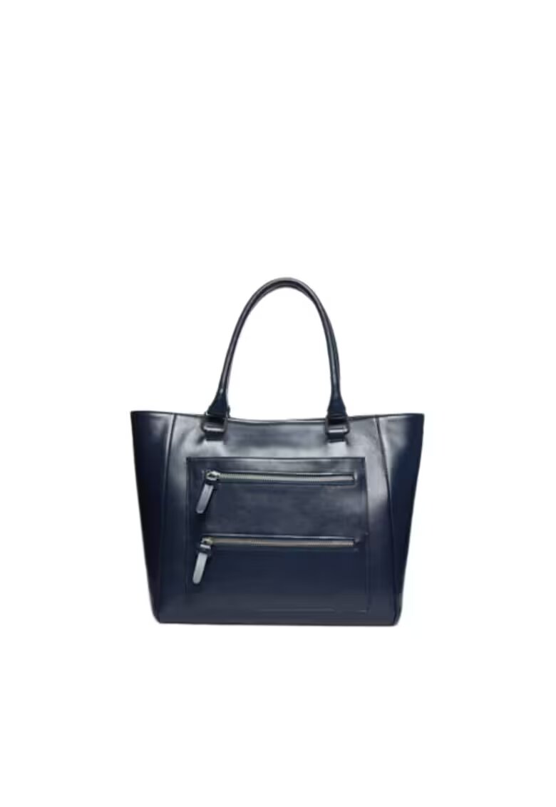 ANNA FELLINI Geanta dama piele - Ellis - bleumarin - 30x11x29 cm
