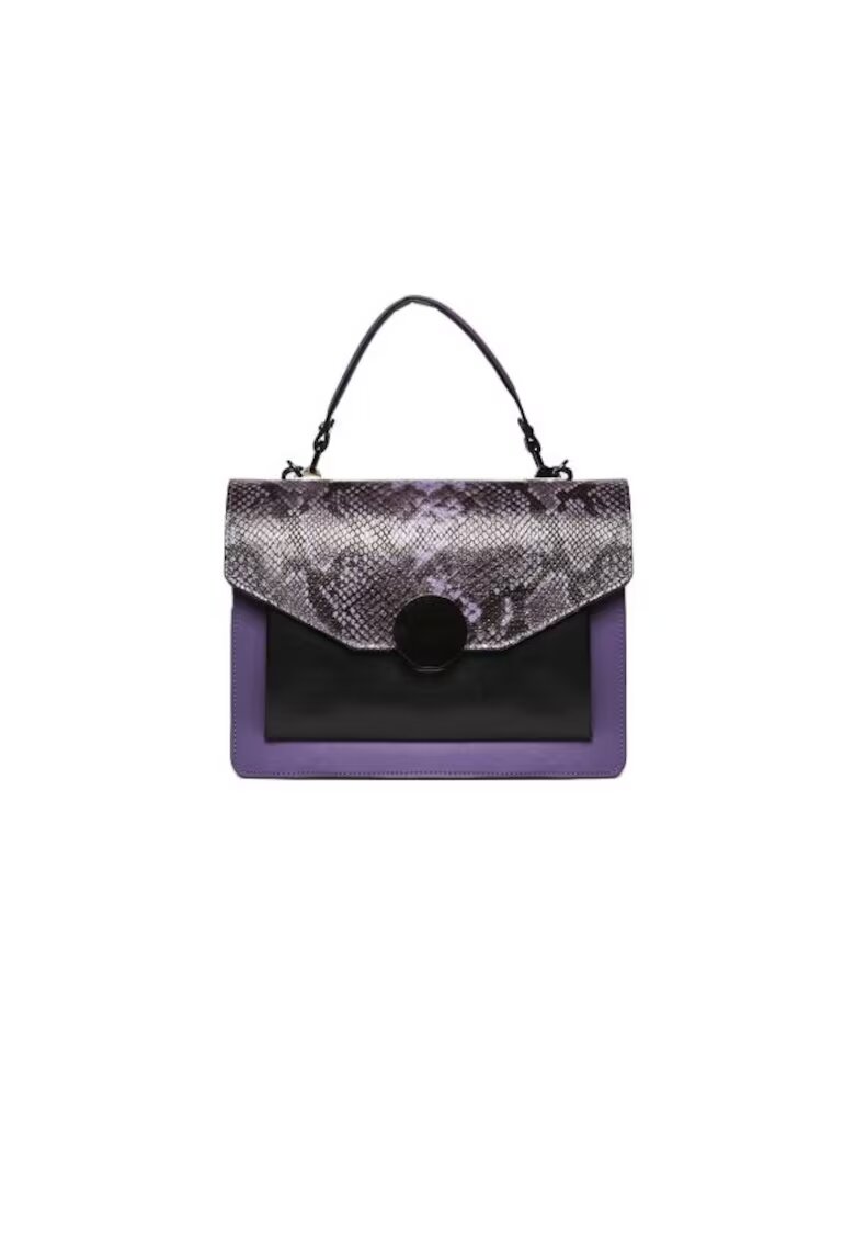 ANNA FELLINI Geanta dama piele - Ema - mov negru - 27x11x20 cm